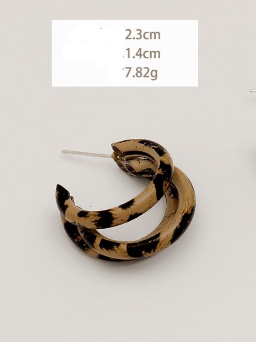 A2418 [leopard print in eh9377] Brass Leather Geometric Vintage Drop Trend Korean Fashion Earring